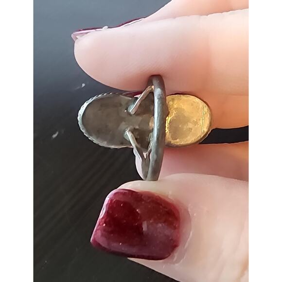 Vintage Native American Navajo Double Stone Tiger's Eye Sterling Silver Ring - Picture 4 of 4